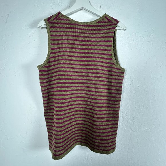 M.C Womens Wool Rayon Blend Scoop Neck Striped Knit Tank Top Green/Purple Casual - Picture 2 of 10